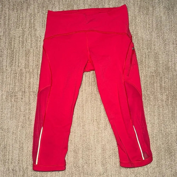 Lululemon Women's Sun Runner Crop 17" Inseam Fuchsia Pink Size 4 Leggings - Picture 2 of 13